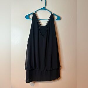 City Chic Black Braided Back Tunic Tank Top NWOT